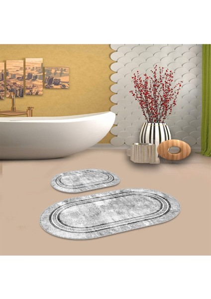 Gri kaymaz Taban Versace Oval Banyo Paspas Takım BB-121 fiyatları