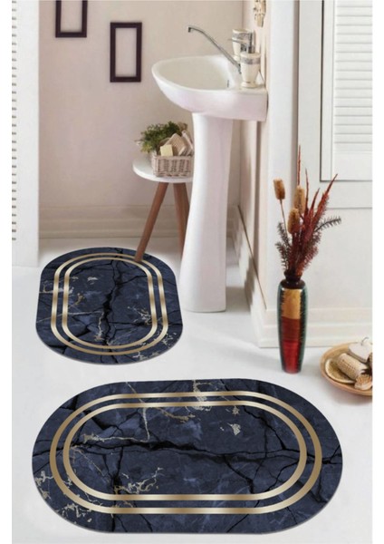 Lacivert kaymaz Taban oval Banyo Paspas Takım BB-113