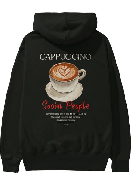 Cappuccino Kokteyl Arka Baskılı Hoodie Oversize Kapüşonlu Sweatshirt Erkek Kadın fiyatları