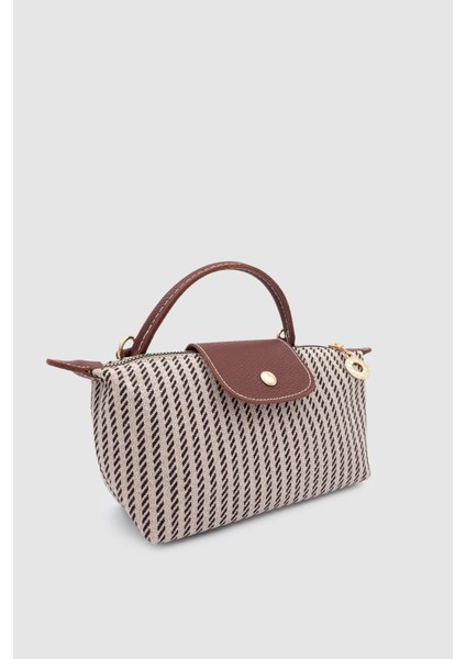 Vorin Mini Keten Çapraz Askılı El Çantası Krem Kahverengi modelleri