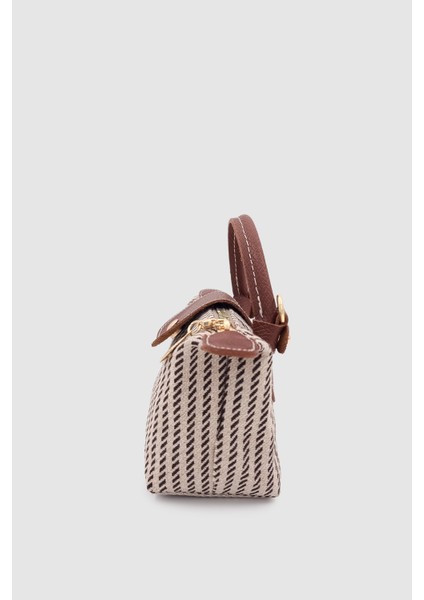 Vorin Mini Keten Çapraz Askılı El Çantası Krem Kahverengi indirimleri