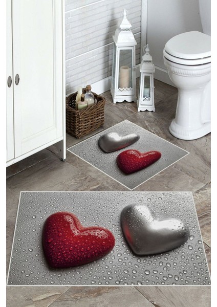 Gri kaymaz Taban Kalp Banyo Paspası bp-3