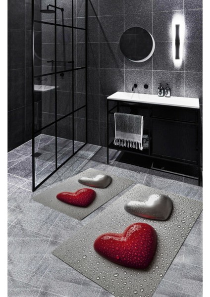 Gri kaymaz Taban Kalp Banyo Paspası bp-3 fırsatları