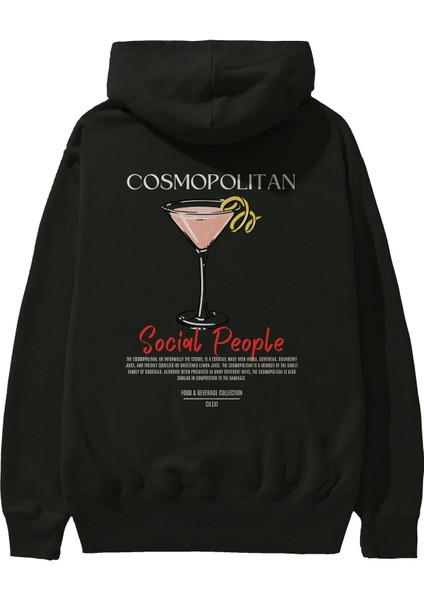 Cosmopolitan Kokteyl Arka Baskılı Hoodie Oversize Kapüşonlu Sweatshirt Erkek Kadın fiyatları