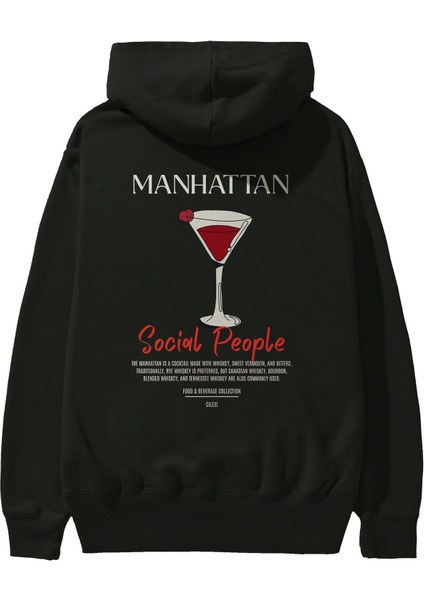 Manhattan Kokteyl Arka Baskılı Hoodie Oversize Kapüşonlu Sweatshirt Erkek Kadın fiyatları