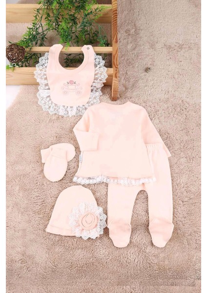 Çiçekli Araba Nakışlı Dantelli 5'li Kız Bebek Hastane Çıkışı 0-3 Ay indirimleri