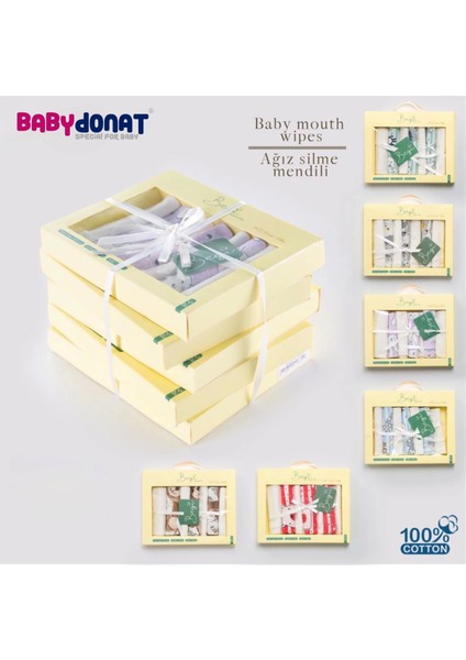 7 Adet Kız Bebek Ağız Silme Mendili 100% Pamuk