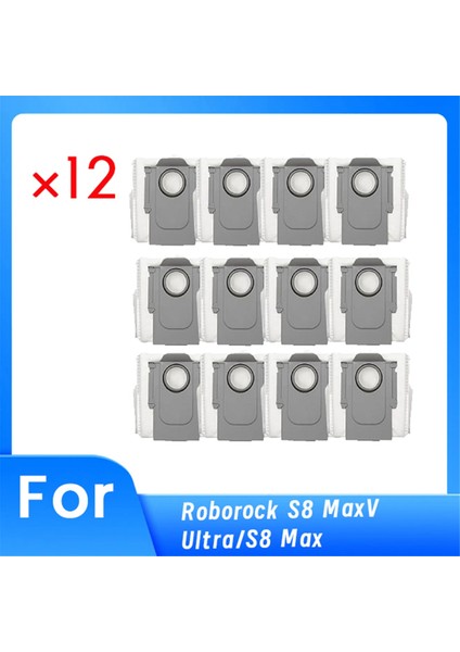Roborock S8 Maxv Ultra/s8 Max Sweeper Aksesuarları Için 12 Pcs Toz Torbaları Toz Torbaları Uzun Süre Dayanmak ve Iyi Çalışmak Için Yapılmış (Yurt Dışından)