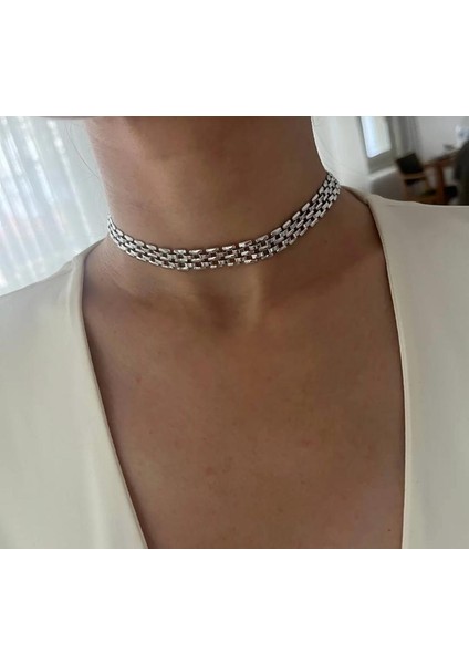 Silver Renkli Hasır Zincir Kolye