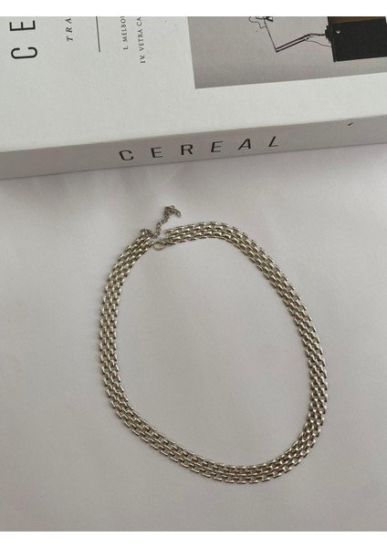 Silver Renkli Hasır Zincir Kolye fırsatları