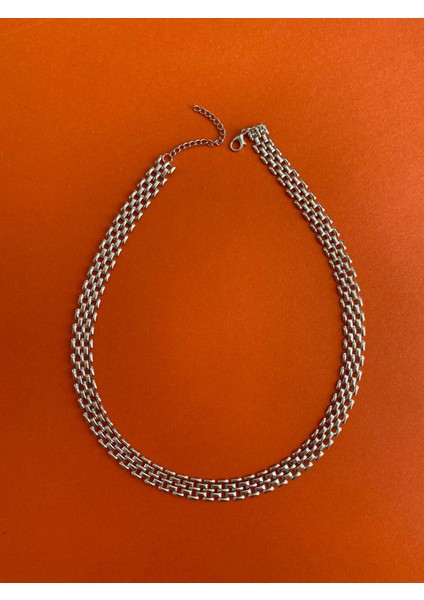 Silver Renkli Hasır Zincir Kolye