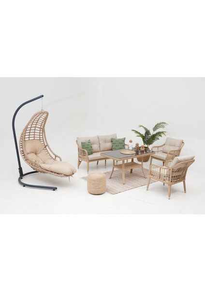 Çeşme Rattan Bahçe Oturma Grubu (2+1+1+M) ve Bahçe Salıncağı