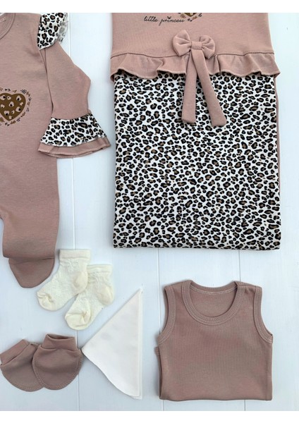 Leopar Desenli 100% Pamuk 8li Hastane Çıkış Seti modelleri