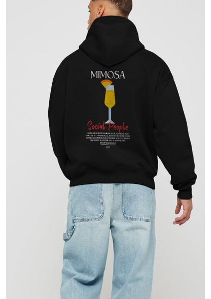 Mimosa Kokteyl Arka Baskılı Hoodie Oversize Kapüşonlu Sweatshirt Erkek Kadın modelleri