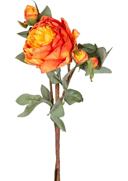 Yapay Çiçek Gül Dalı Turuncu 58 cm