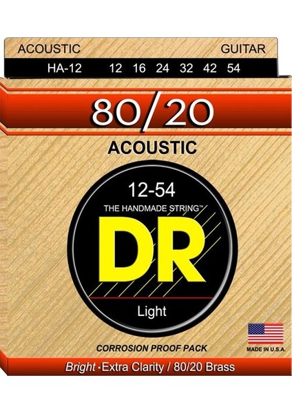 Ha-12 Hi-Beam 80/20 Akustik Gitar Teli (Light 12-54)