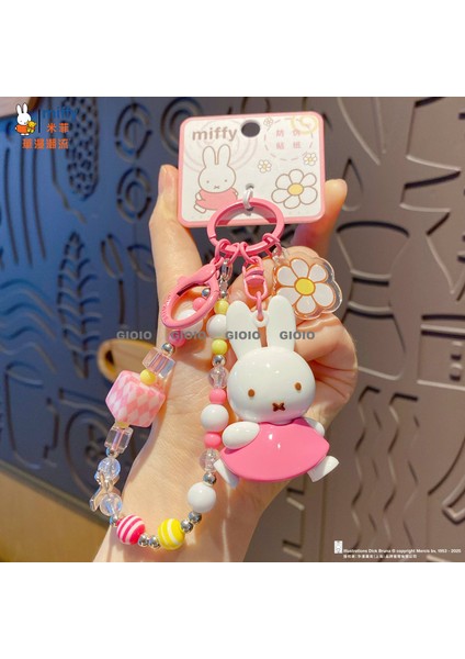 Miffy Tavşan Bebek Anahtarlık Kolye Kadın Zarif Diy Boncuklu Çift Anahtarlık Kitap Çantası Çekicilik (Yurt Dışından)