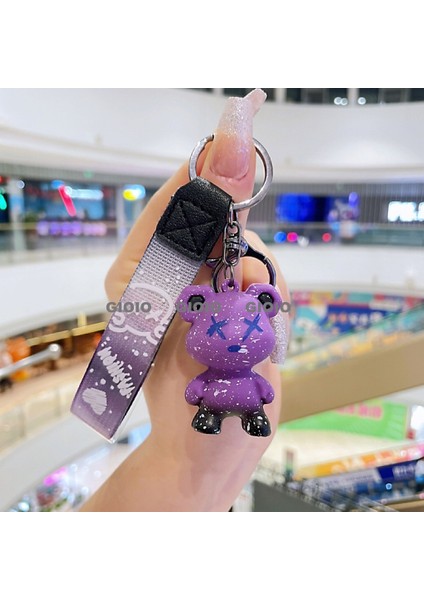 Zarif Anti-Kayıp Araba Anahtarlık Okul Çantası Çekicilik Bebek Yaratıcı Erkek ve Kadın Çift Yıldız Ayı Anahtarlık (Yurt Dışından)