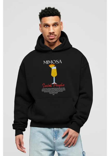 Mimosa Kokteyl Ön Baskılı Hoodie Oversize Kapüşonlu Sweatshirt Erkek Kadın