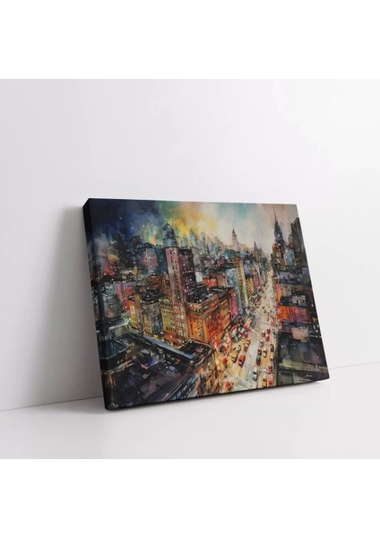 Yoğun Şehir Gecesi Kanvas Tablo
