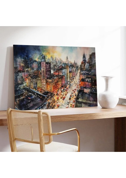 Yoğun Şehir Gecesi Kanvas Tablo fiyatları