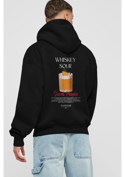 sour kokteyl arka baskılı hoodie oversize kapüşonlu sweatshirt erkek kadın