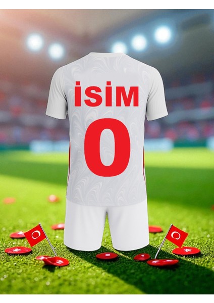 Türkiye Beyaz Milli Takım Isme Özel Yazdırmalı Çocuk Halı Saha Forma