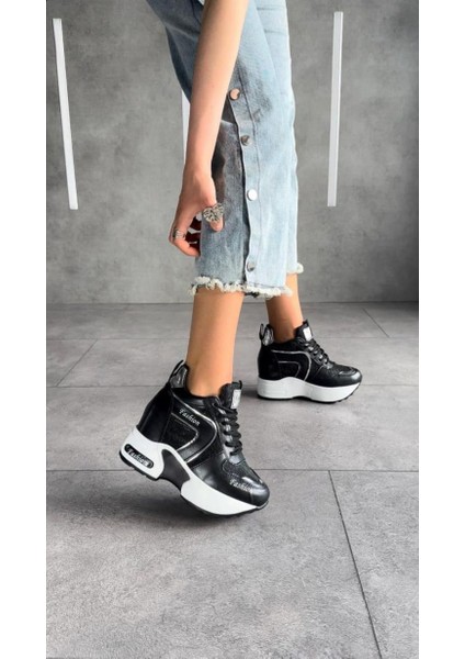 Nadas Terralace Siyah 10 cm Yüksek Topuklu Günlük Kadın Sneaker
