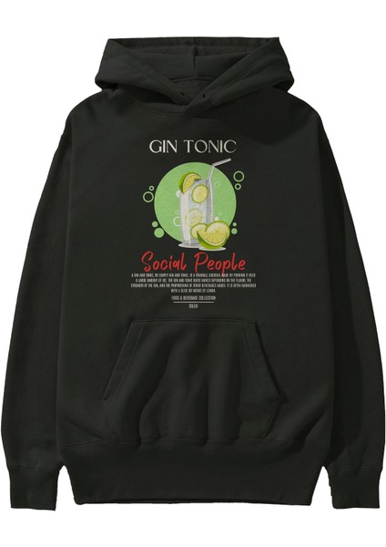 Gin Tonic Kokteyl Ön Baskılı Hoodie Oversize Kapüşonlu Sweatshirt Erkek Kadın fiyatları
