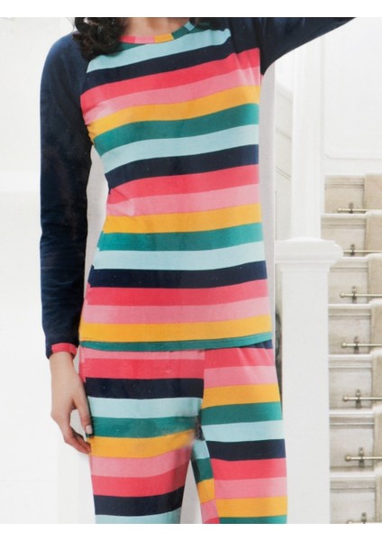 Kadın Uzunkollu Pijama Takımı Çizgili