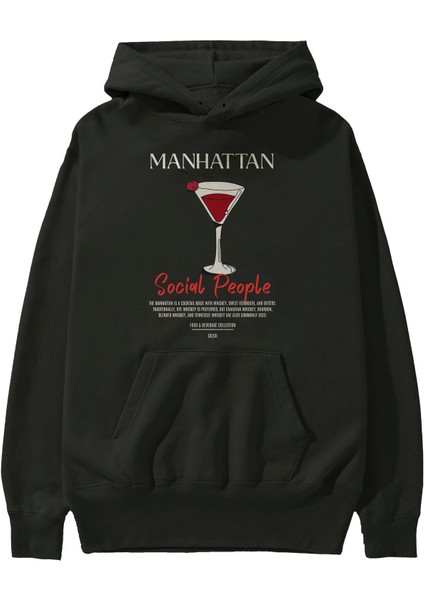 Manhattan Kokteyl Ön Baskılı Hoodie Oversize Kapüşonlu Sweatshirt Erkek Kadın fiyatları