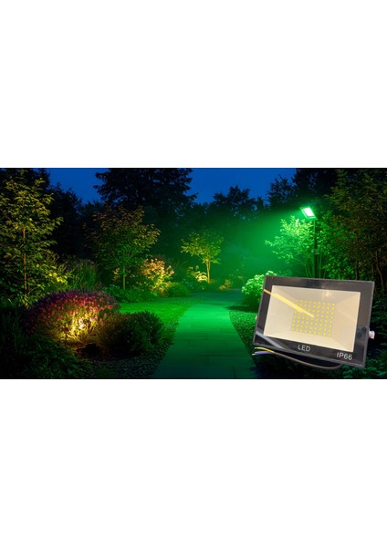 50 Watt Smd LED Projektör Yeşil Işık Dış Mekan IP65 Ağaç Bahçe Aydınlatması