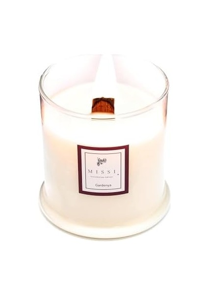 Üfleme Cam Ahşap Fitilli Gardenya Vegan Mum (380 Gr) fiyatları