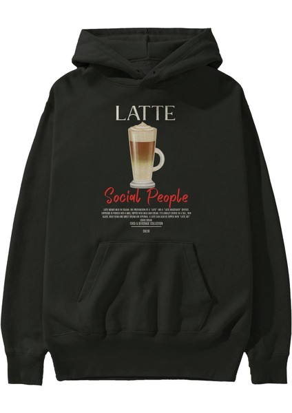 Latte Kokteyl Ön Baskılı Hoodie Oversize Kapüşonlu Sweatshirt Erkek Kadın fiyatları
