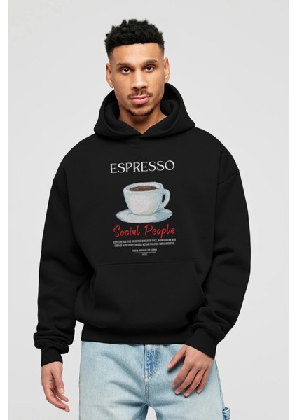 Espresso Kokteyl Ön Baskılı Hoodie Oversize Kapüşonlu Sweatshirt Erkek Kadın