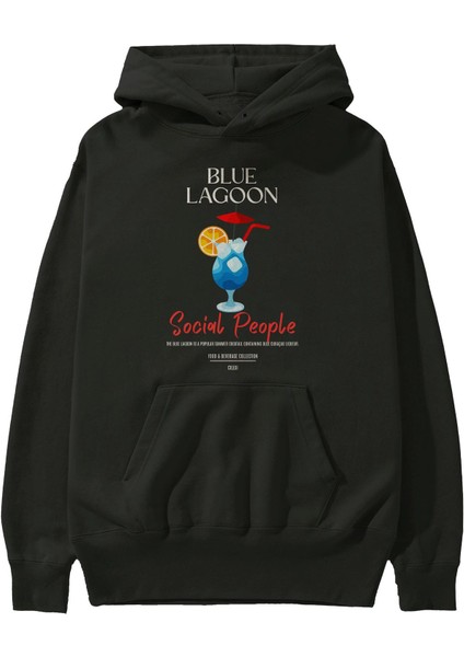 Blue Lagoon Kokteyl Ön Baskılı Hoodie Oversize Kapüşonlu Sweatshirt Erkek Kadın fiyatları