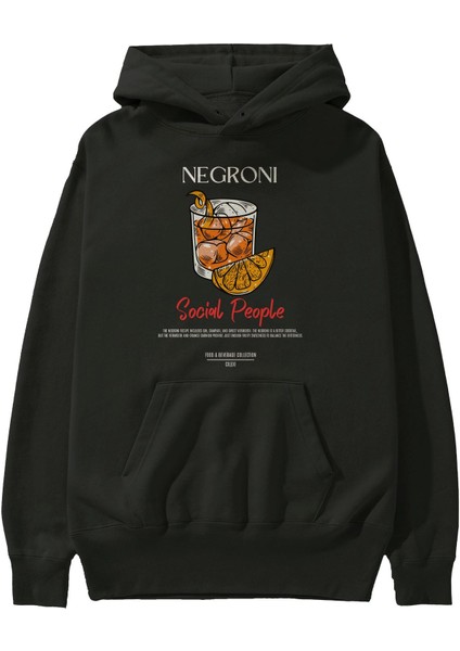 Negroni Kokteyl Ön Baskılı Hoodie Oversize Kapüşonlu Sweatshirt Erkek Kadın fiyatları