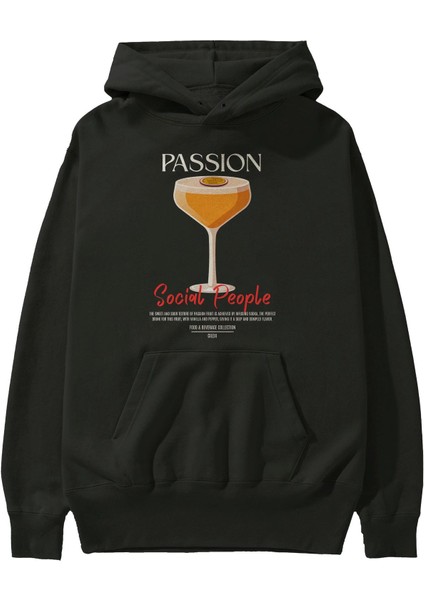 Passion Kokteyl Ön Baskılı Hoodie Oversize Kapüşonlu Sweatshirt Erkek Kadın fiyatları