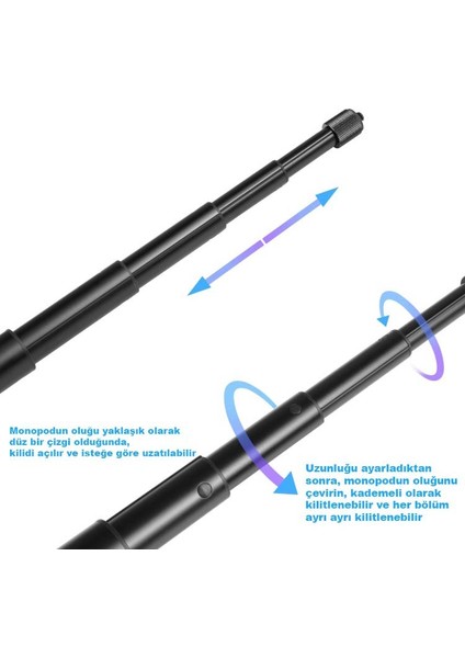 GA35 INSTA360 One X/one/evo Için 28-110 cm Monopod Istenilen Ebatta Kilitlenebilir Alüminyum Kasa fiyatları