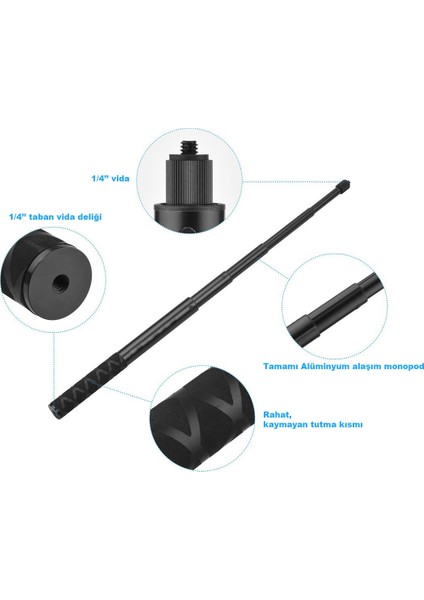 GA35 INSTA360 One X/one/evo Için 28-110 cm Monopod Istenilen Ebatta Kilitlenebilir Alüminyum Kasa fırsatları