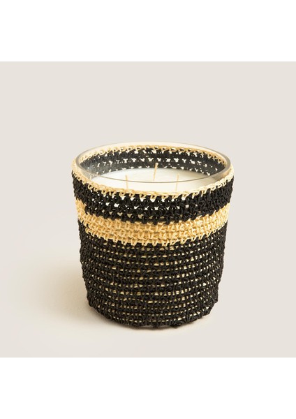 Boho Black&white Tığ Işi Kokulu Mum 12X13 cm Siyah