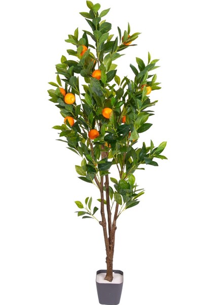 Yapay Mandalina Ağacı Gerçek Dokulu Turuncu-Yeşil 150 Cm.