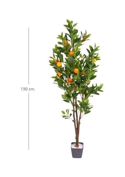 Yapay Mandalina Ağacı Gerçek Dokulu Turuncu-Yeşil 150 Cm. fiyatları