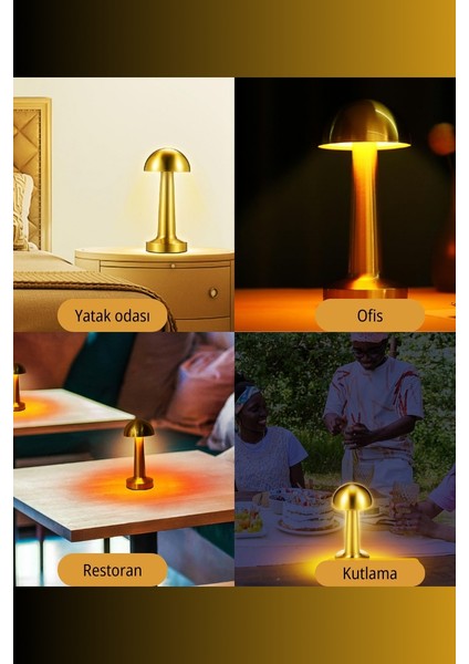Gold Mantar Model Retro Şarjlı Masa Lambası- Dimmerli ve Enerji Tasarruflu LED Aydınlatma modelleri
