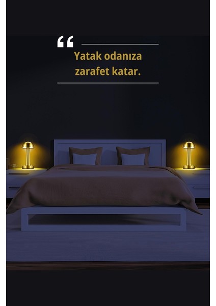 Gold Mantar Model Retro Şarjlı Masa Lambası- Dimmerli ve Enerji Tasarruflu LED Aydınlatma