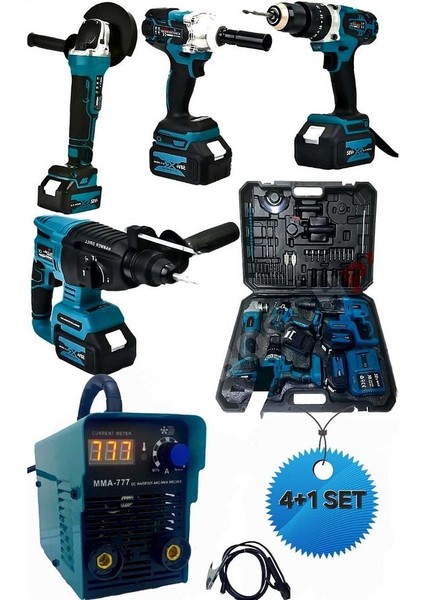 4+1 Set Akülü Ultra 4lü Set ve MMA777 Turbo Çanta Kaynak Makinesi EEA418