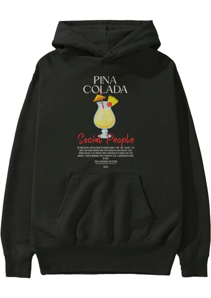 Pina Colada Kokteyl Ön Baskılı Hoodie Oversize Kapüşonlu Sweatshirt Erkek Kadın fiyatları