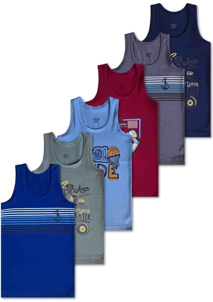 %95 Pamuklu Erkek Çocuk Atlet Fanila Iç Çamaşır 6lı Set