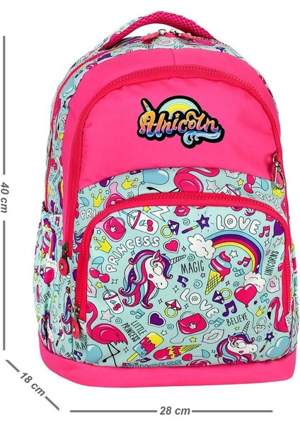 Gökkuşağı Unicorn Kız Okul Çantası + Beslenme- Unicorn Ilkokul Çanta Kız Çocuk Okul Çantası fiyatları