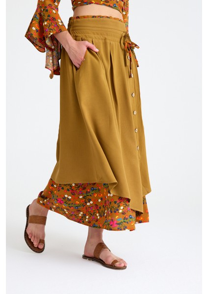 Bohem Tarz Düğme Detaylı Kloş Etek fiyatları